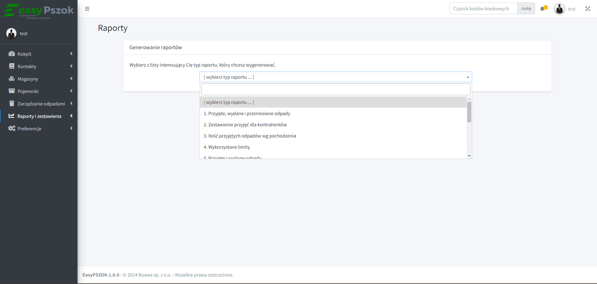 raporty w easyPSZOK